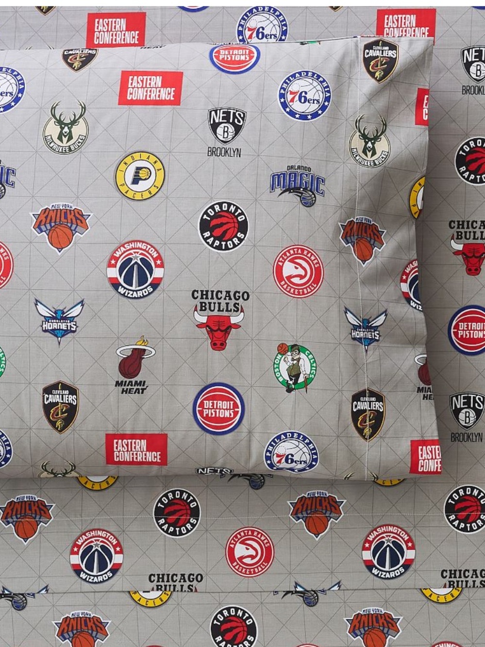 Pottery Barn Teen NBA Sheet Set Queen Size Basketball Sheets 4 Piece Set
